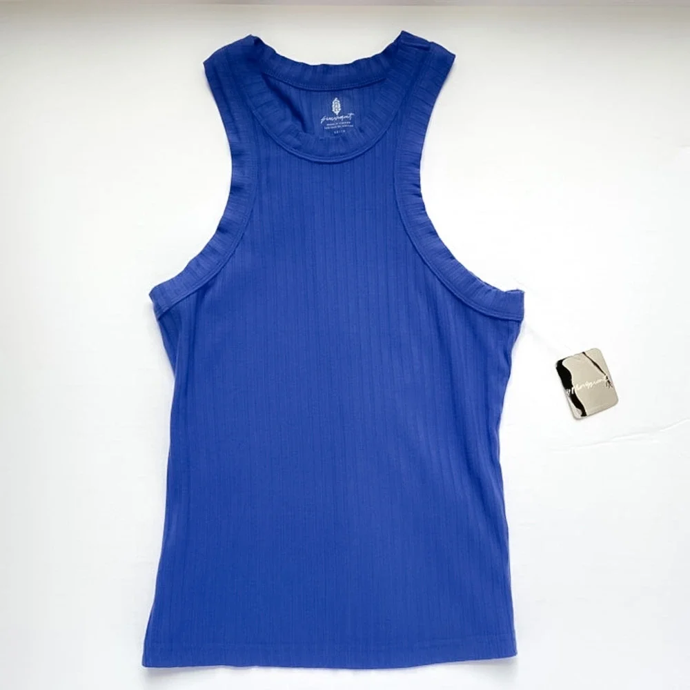 NEW Free People Movement Blissed Out Ribbed Tank Size XS African Violet Blue - Picture 3 of 12